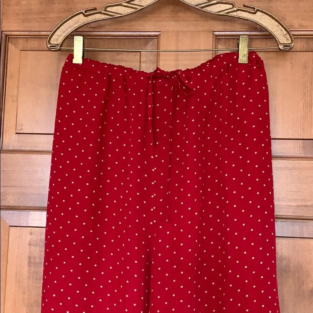 Red silk polka dot pants/slacks